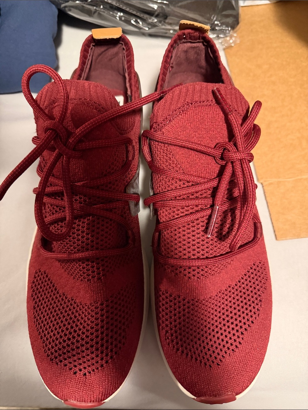 Timberland Burgundy Knit Lace-Up Athletic Sneakers